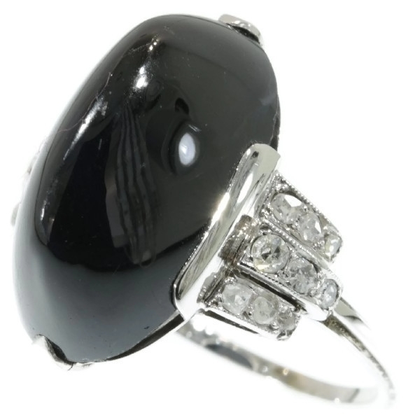 Platinum Art Deco sugar loaf sapphire diamond ring